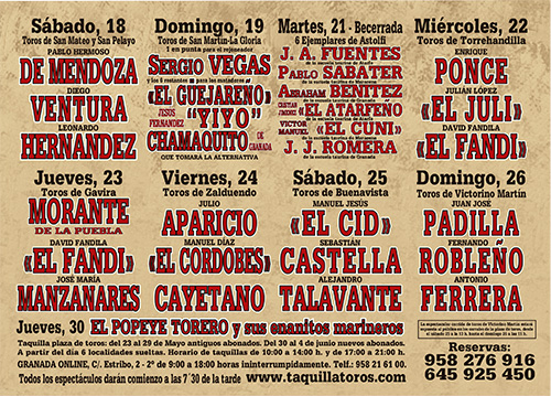 Cartel taurino Granada 2011 - Feria del Corpus