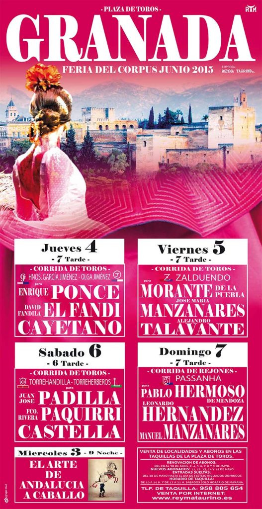 Bullfighting poster Granada 2015