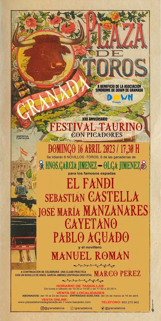 Cartel toros Granada - Festival Benéfico Síndrome de Down