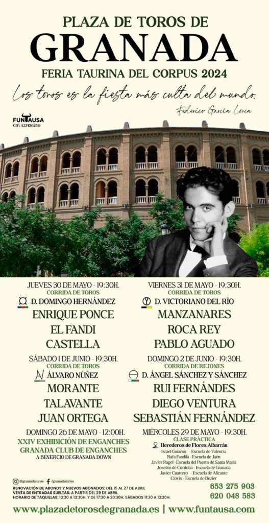 Bullfighting poster Granada 2024
