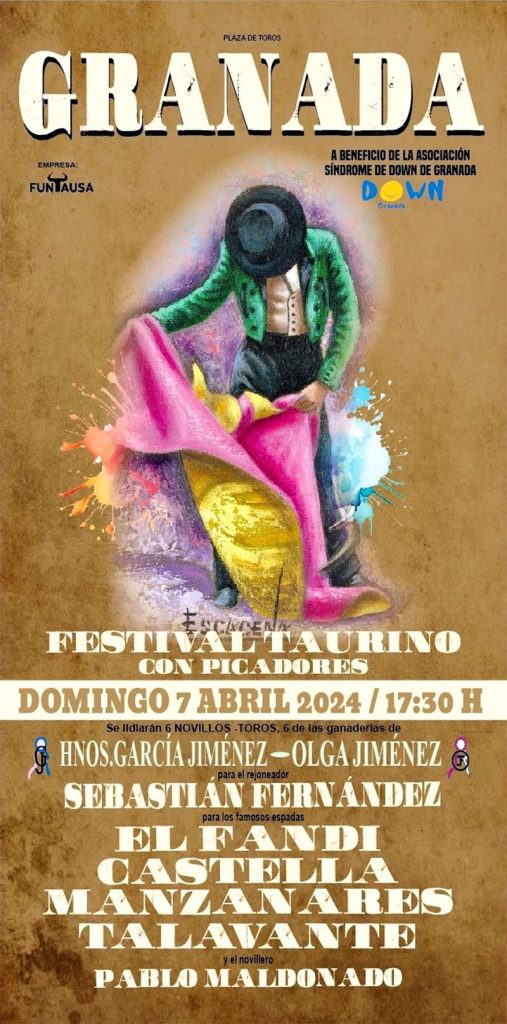 Cartel toros Granada - Festival Síndrome de Down